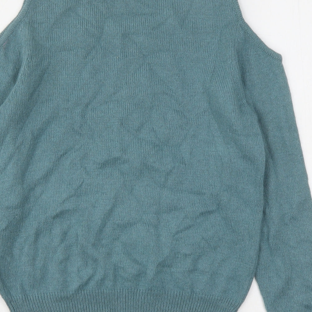Miss Selfridge Womens Green Round Neck Viscose Pullover Jumper Size 8