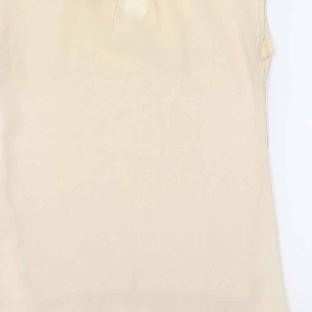 Gate Womens Beige Polyester Basic Blouse Size M V-Neck