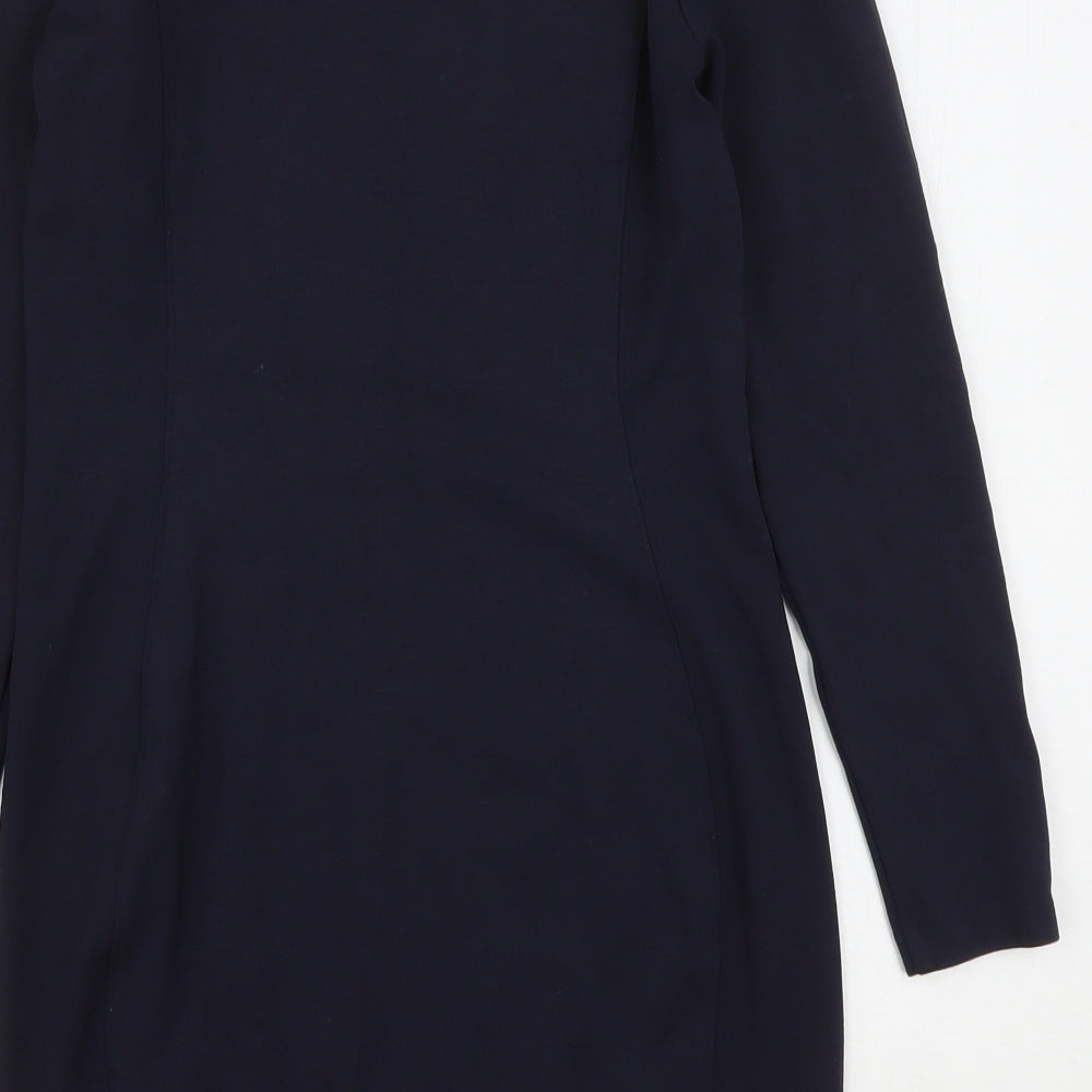 H&M Womens Blue Round Neck Viscose Pullover Jumper Size S