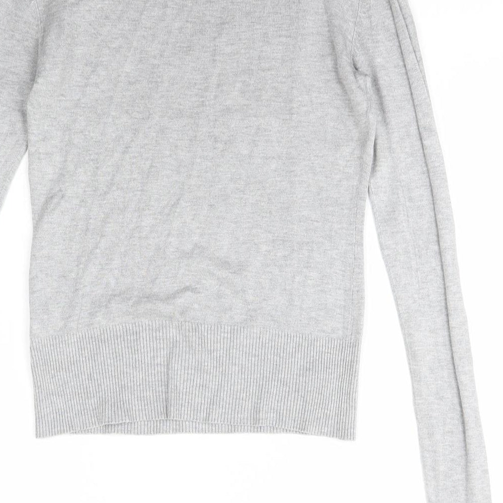 New Look Womens Grey Mock Neck Viscose Pullover Jumper Size 8