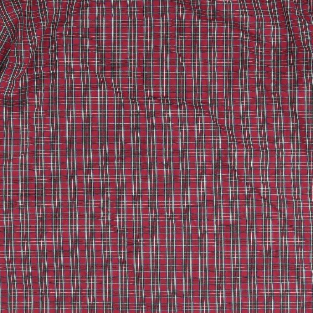 Peacocks Mens Red Check Cotton Button-Up Size 2XL Collared Button
