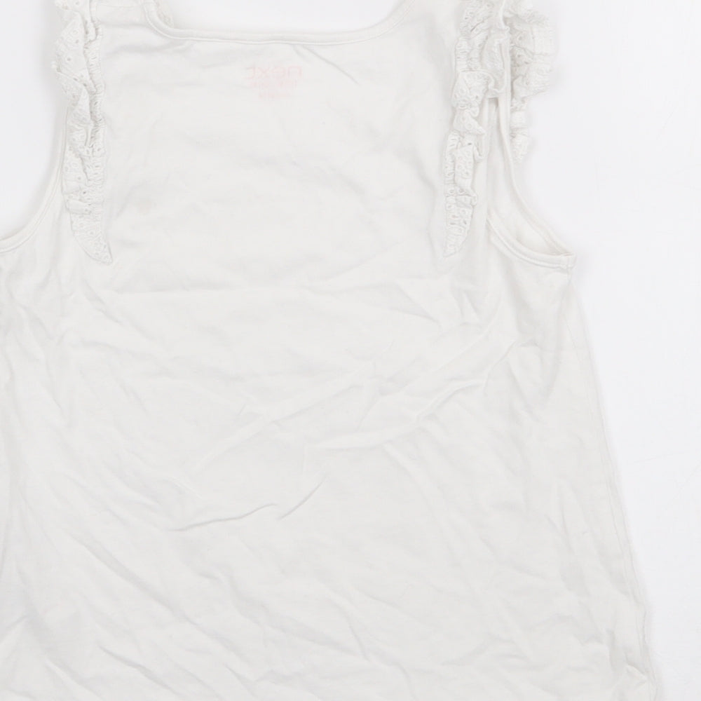 NEXT Girls White Cotton Basic Tank Size 7-8 Years Scoop Neck