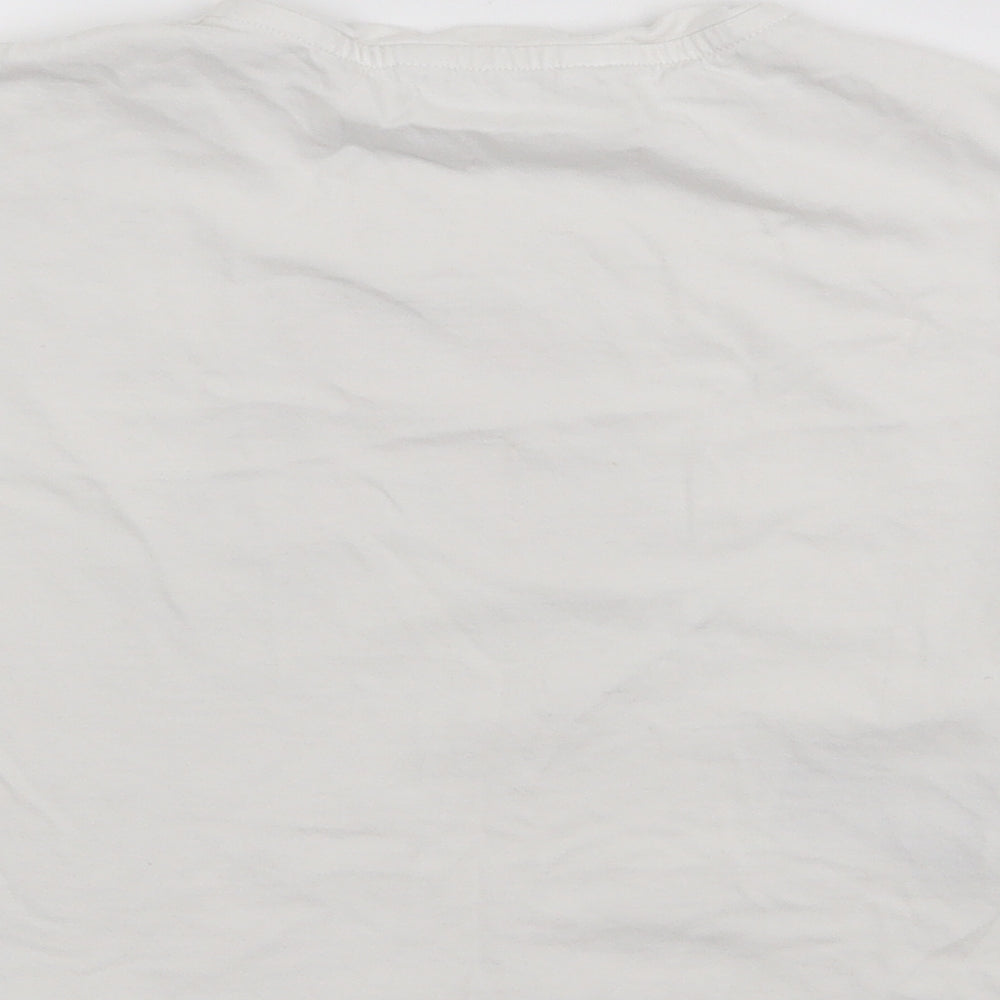 MNG Girls White Cotton Basic T-Shirt Size 6 Years Crew Neck