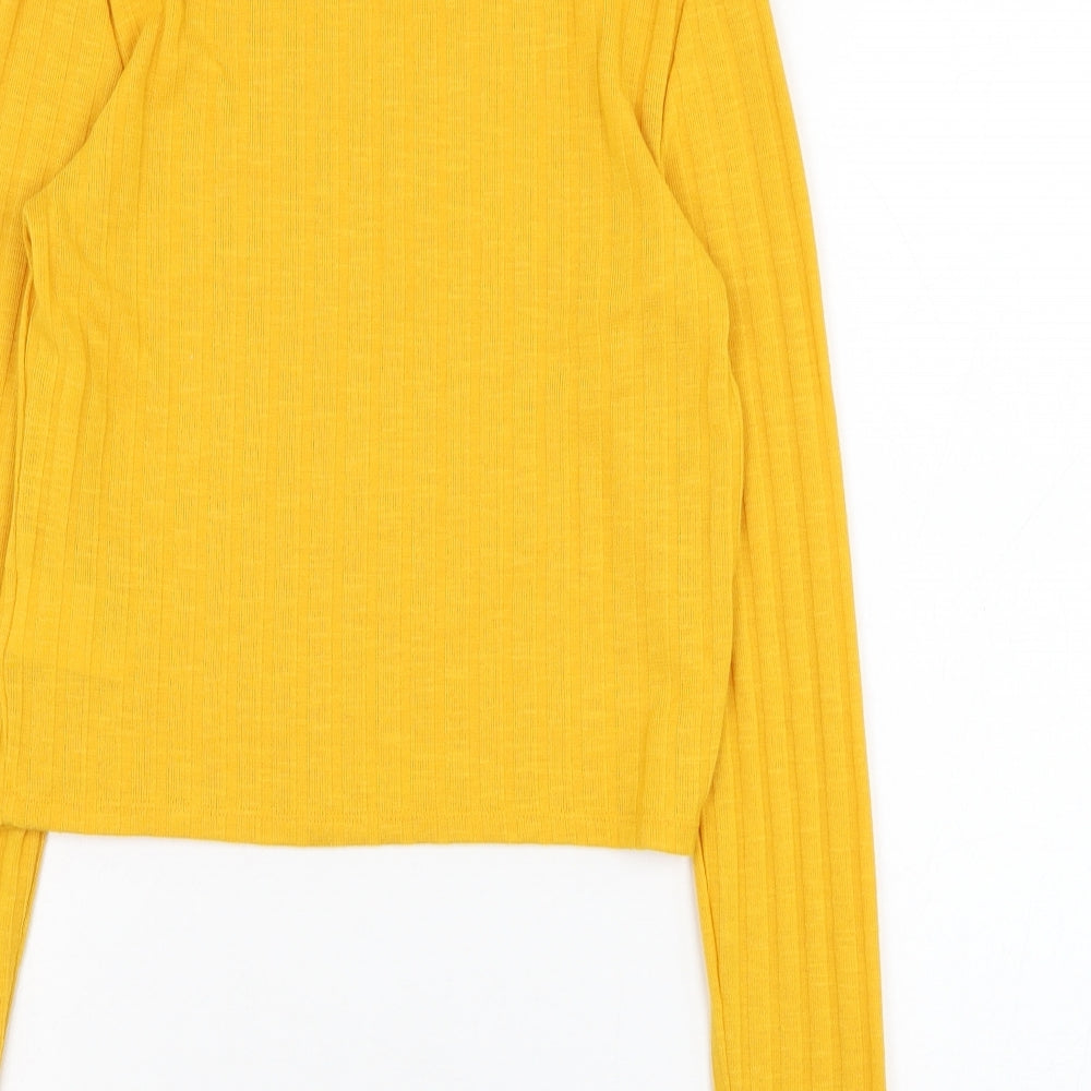 H&M Womens Yellow Roll Neck Polyester Pullover Jumper Size S