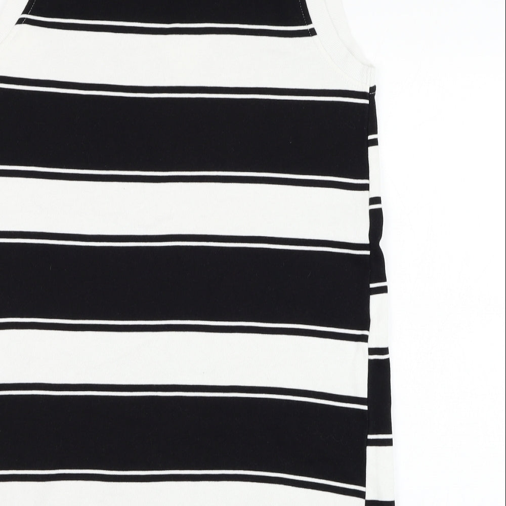 H&M Womens White Striped Cotton Vest Sweatshirt Size M Pullover