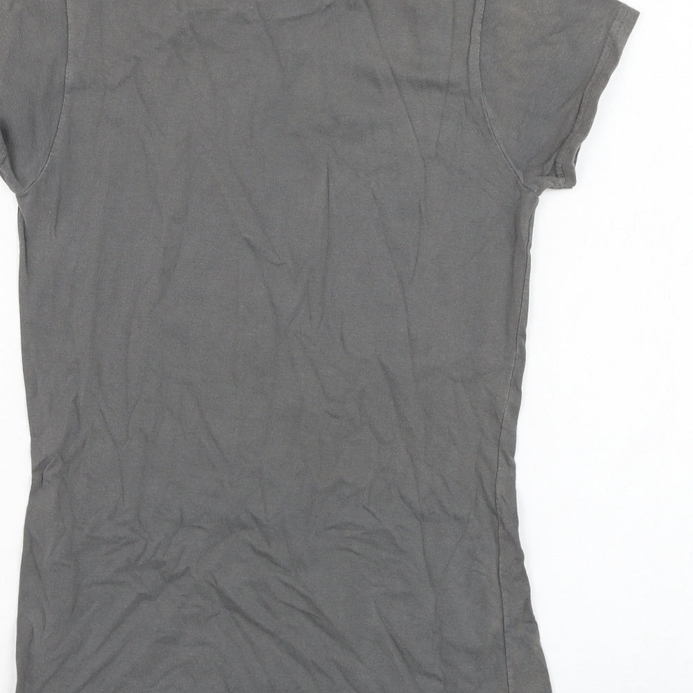Gildan Womens Grey Cotton Basic T-Shirt Size S Round Neck - The Vamps