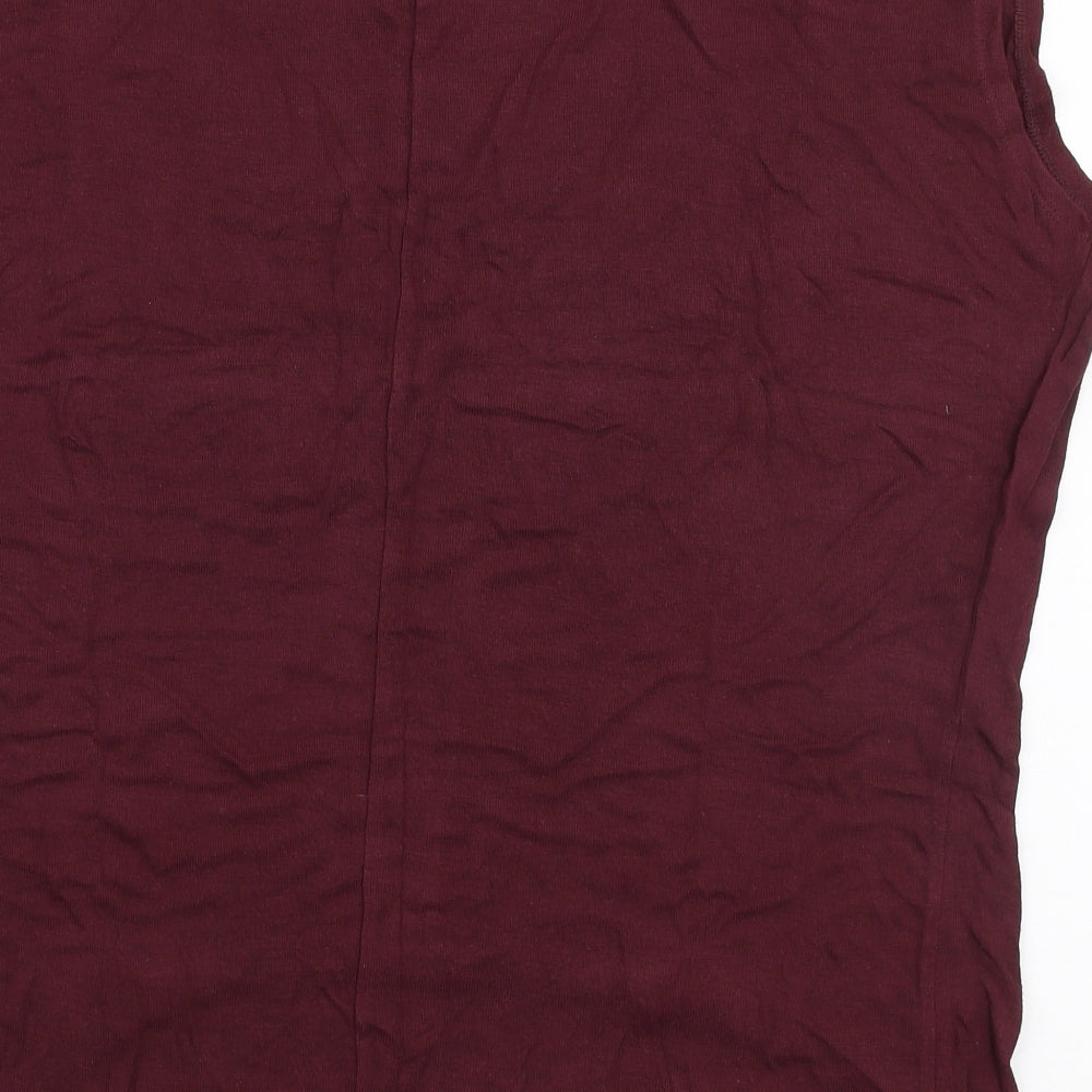 Topshop Womens Purple Viscose Jersey T-Shirt Size 8 Round Neck