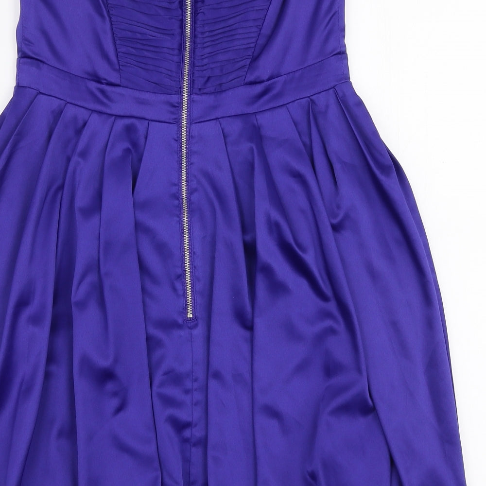 Lipsy Womens Blue Polyester Skater Dress Size 10 Sweetheart Zip