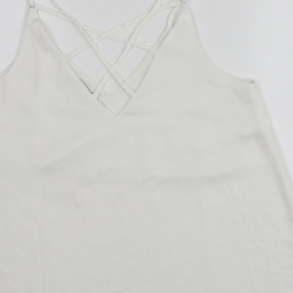 NEXT Womens Ivory Polyester Basic Blouse Size 12 Halter
