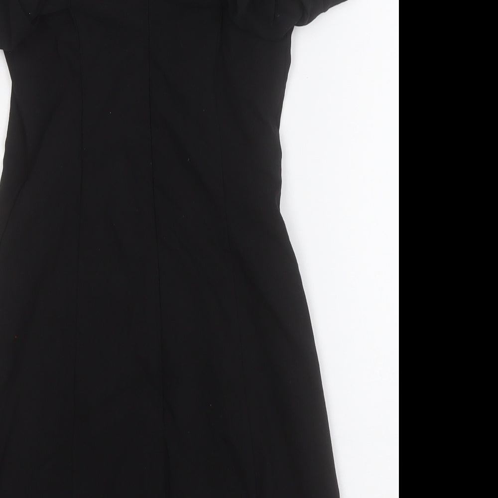 Stradivarius Womens Black Cotton A-Line Size S Round Neck