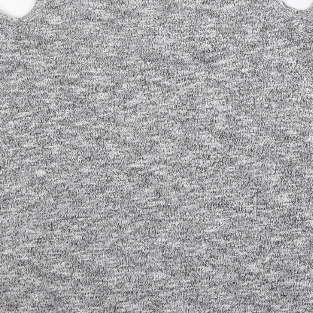 New Look Womens Grey Polyester Basic T-Shirt Size 6 Round Neck