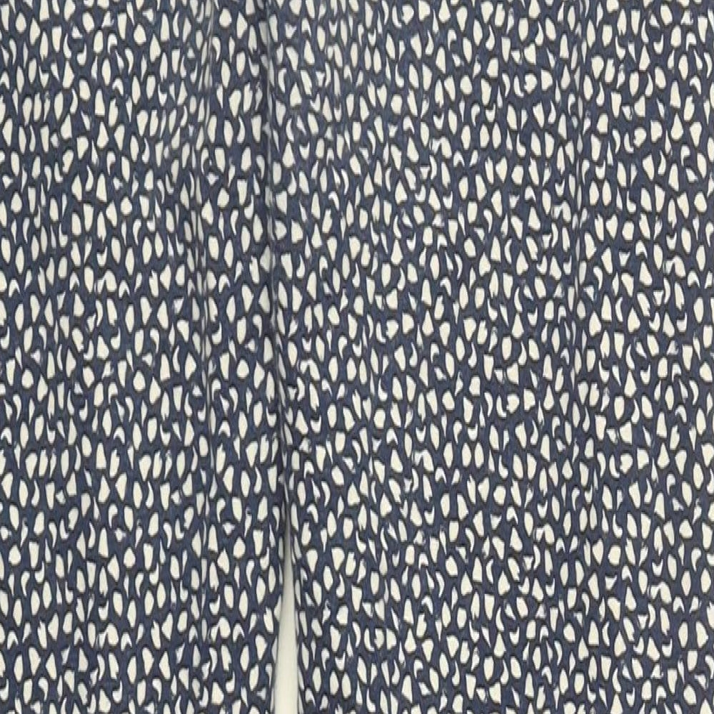 Goldigga Womens Blue Geometric Cotton Jegging Trousers Size 16 L26 in Regular Button