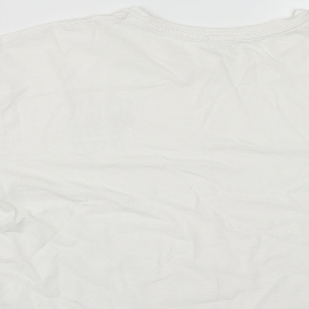 River Island Girls White Cotton Cropped Casual Size 11-12 Years Round Neck