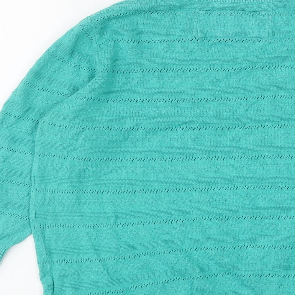Marks & Spencer Womens Green Round Neck Cotton Pullover Jumper Size 12