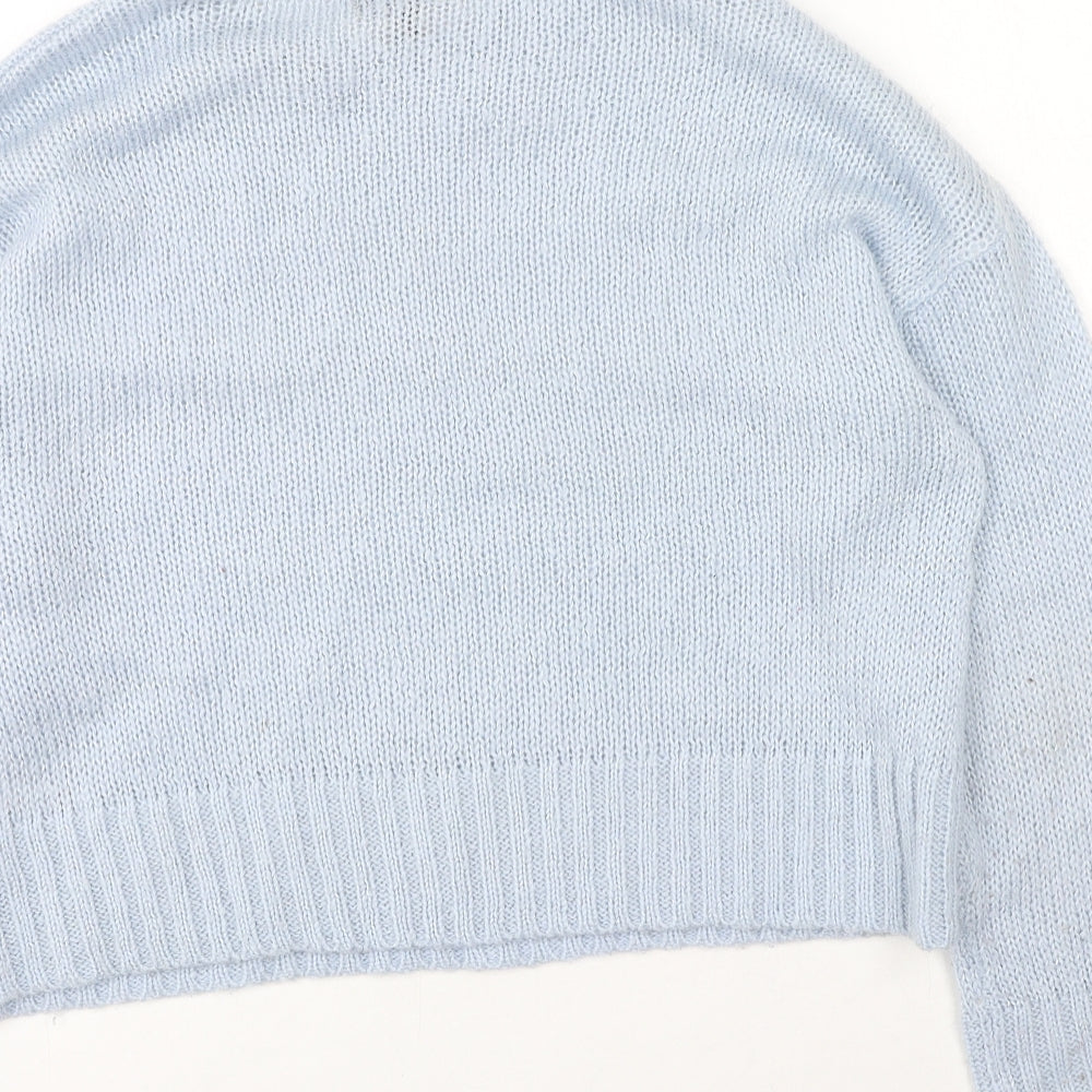 New Look Womens Blue Round Neck Acrylic Pullover Jumper Size S