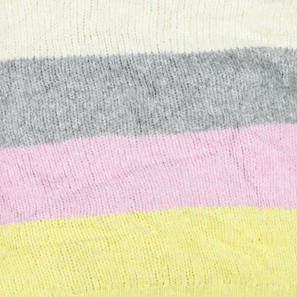 New Look Womens Multicoloured Round Neck Striped Acrylic Pullover Jumper Size S