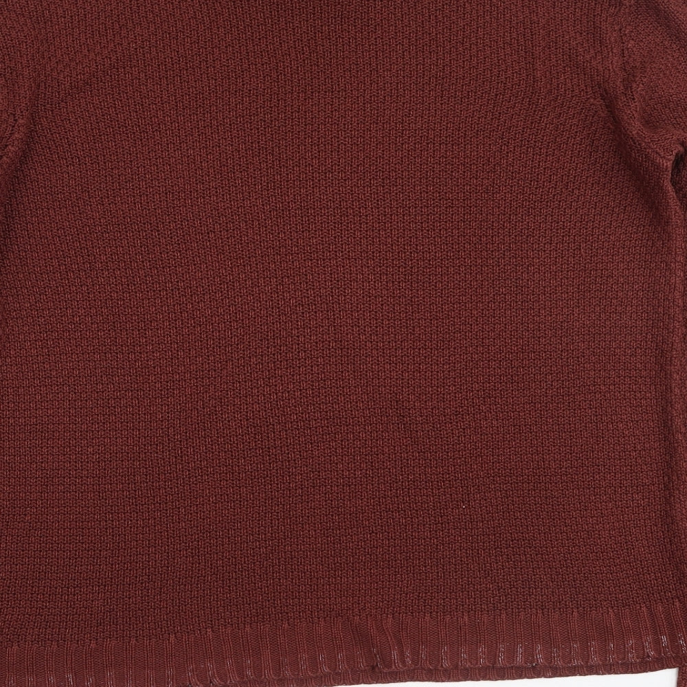 F&F Womens Brown Round Neck Acrylic Pullover Jumper Size M