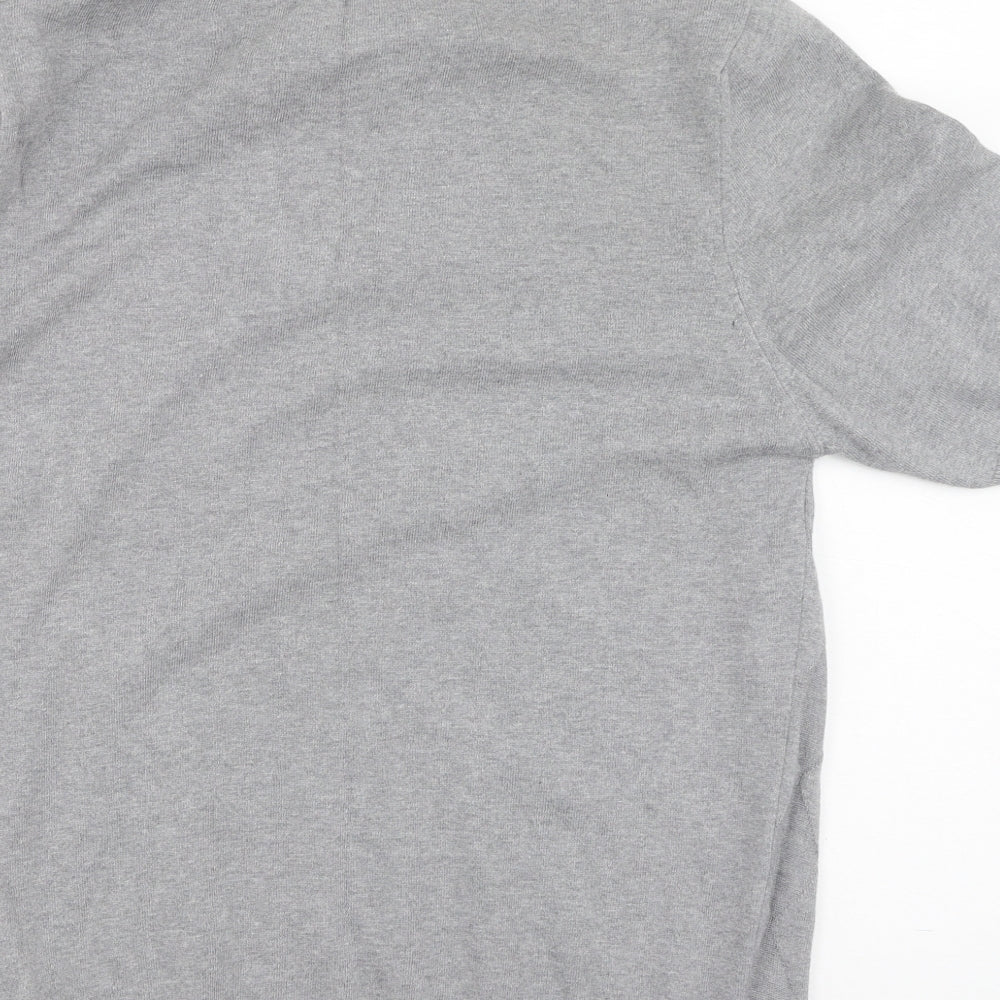 Marks and Spencer Mens Grey Geometric Cotton Polo Size L Collared