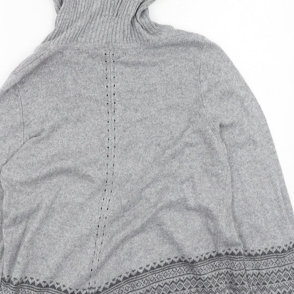BHS Womens Grey High Neck Geometric Viscose Pullover Jumper Size 16