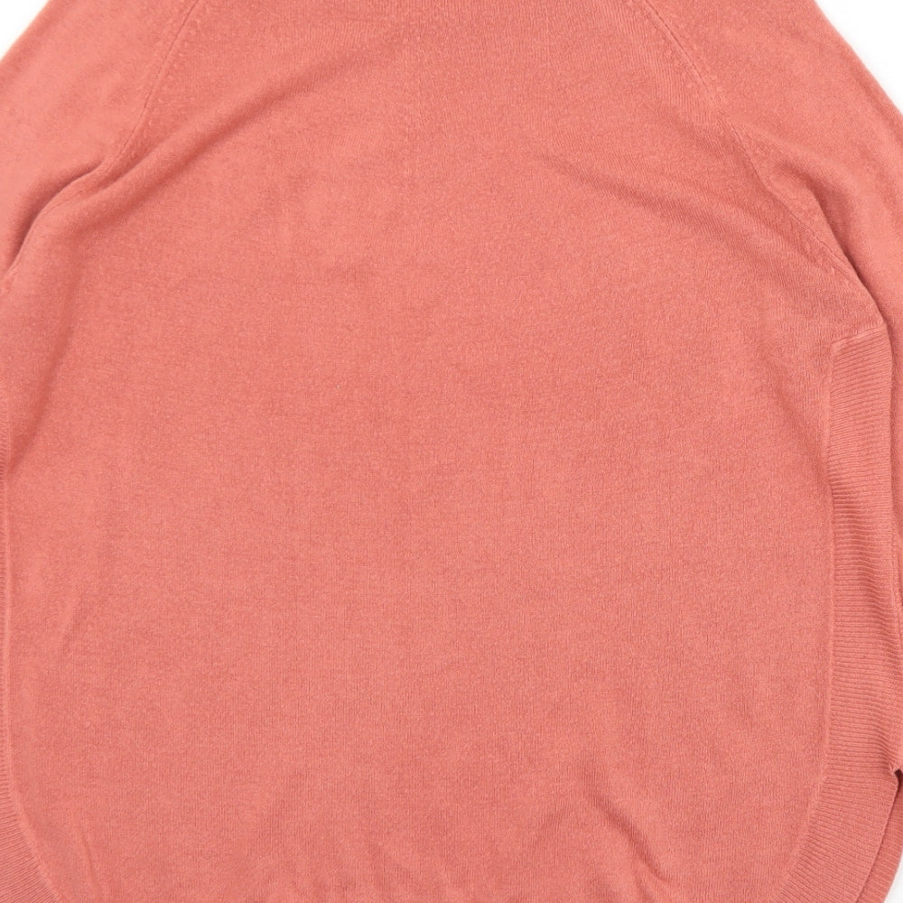 Marks & Spencer Womens Pink Mock Neck Acrylic Pullover Jumper Size M