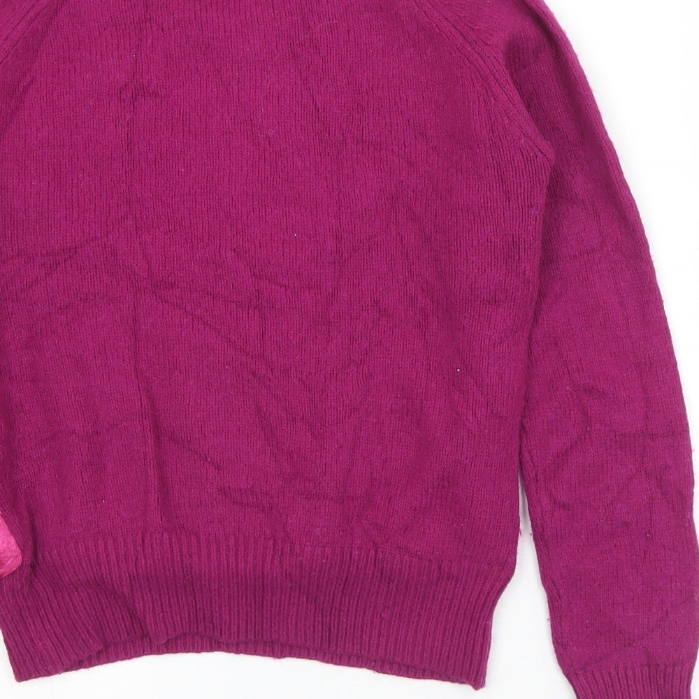 French Connection Womens Purple Round Neck Modacrylic Pullover Jumper Size S