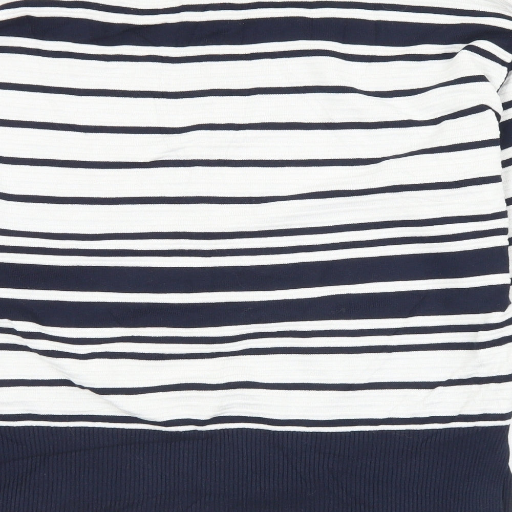 Topshop Womens White Crew Neck Striped Viscose Pullover Jumper Size 6