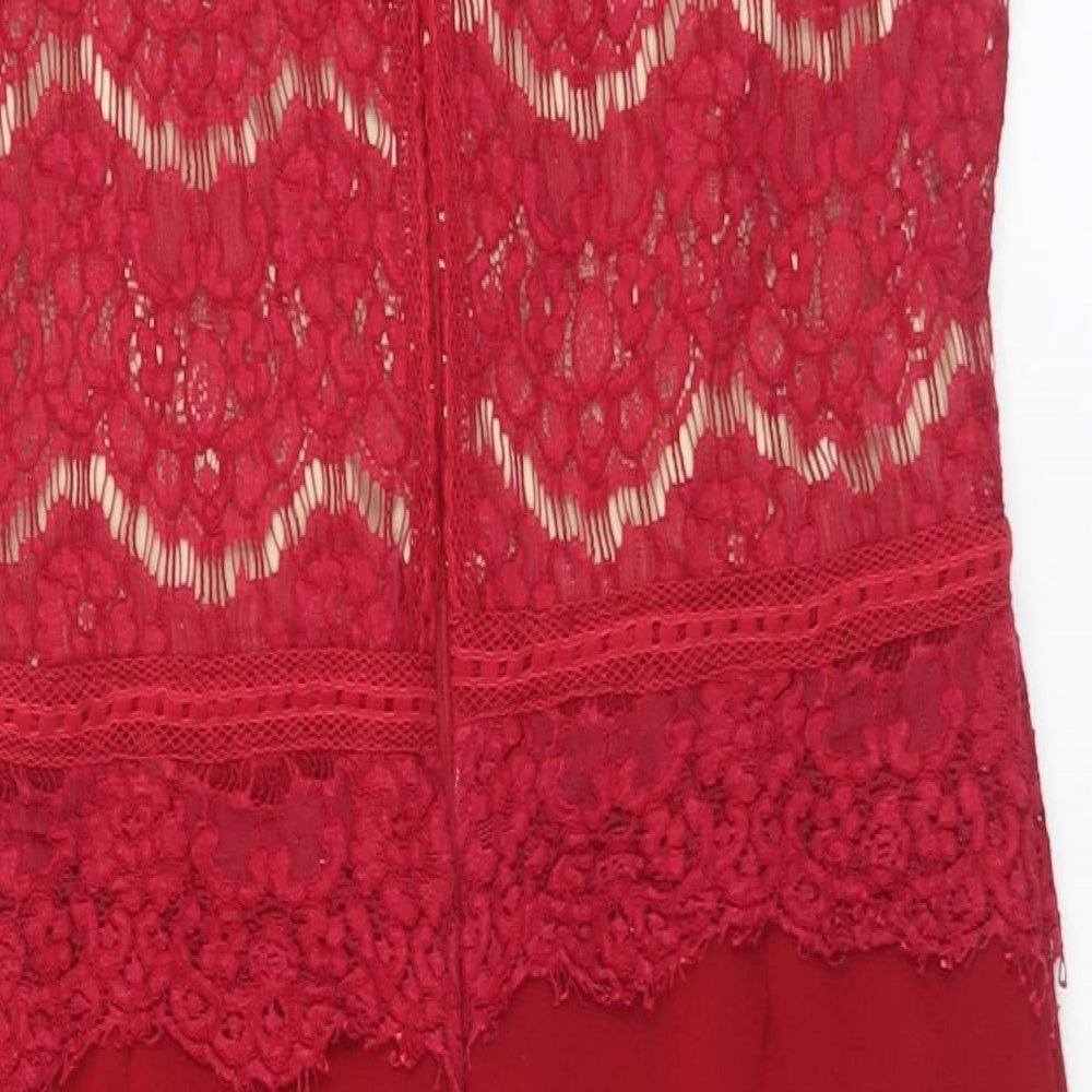 Marc Angelo Womens Red Cotton Shift Size 14 Round Neck Zip