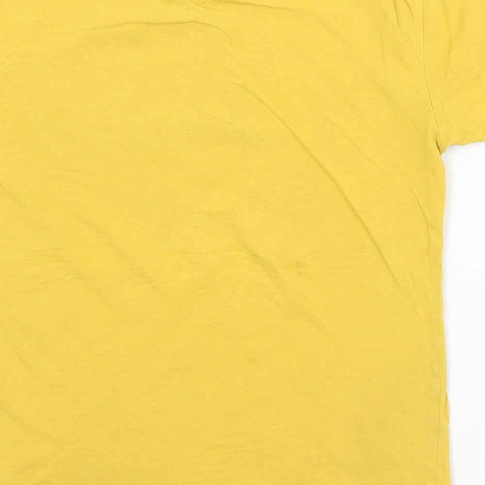 Berska Womens Yellow Polyester Basic T-Shirt Size XS Crew Neck - Ohlala