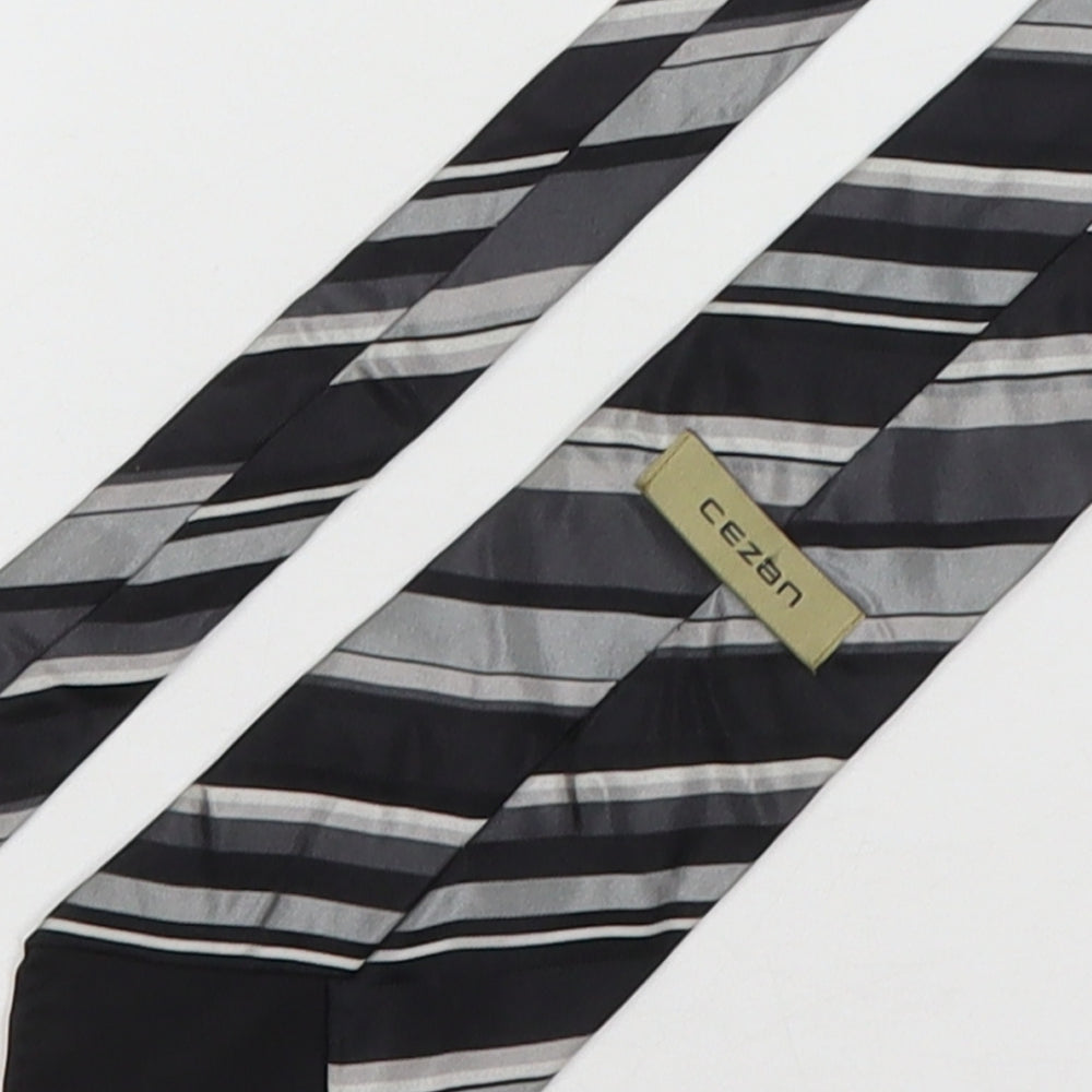 Cezan Mens Multicoloured Striped Silk Pointed Tie One Size