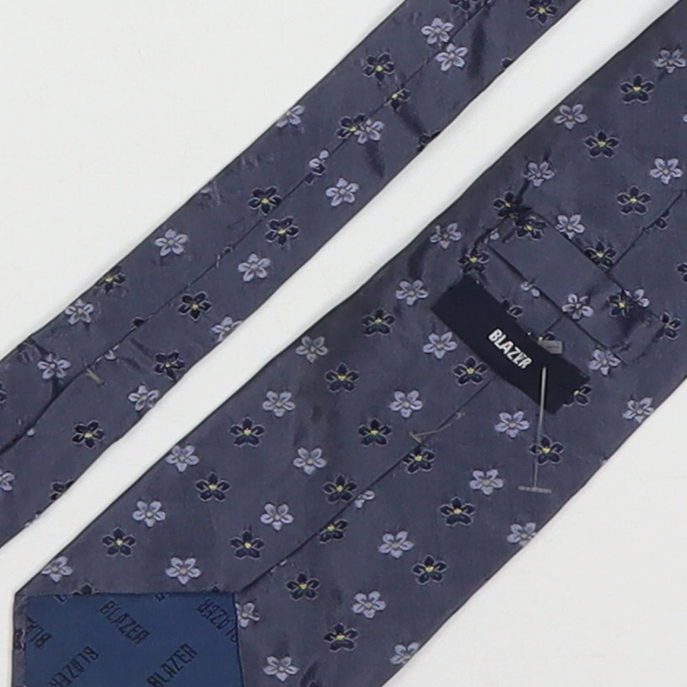 Blazer Mens Grey Floral Silk Pointed Tie One Size