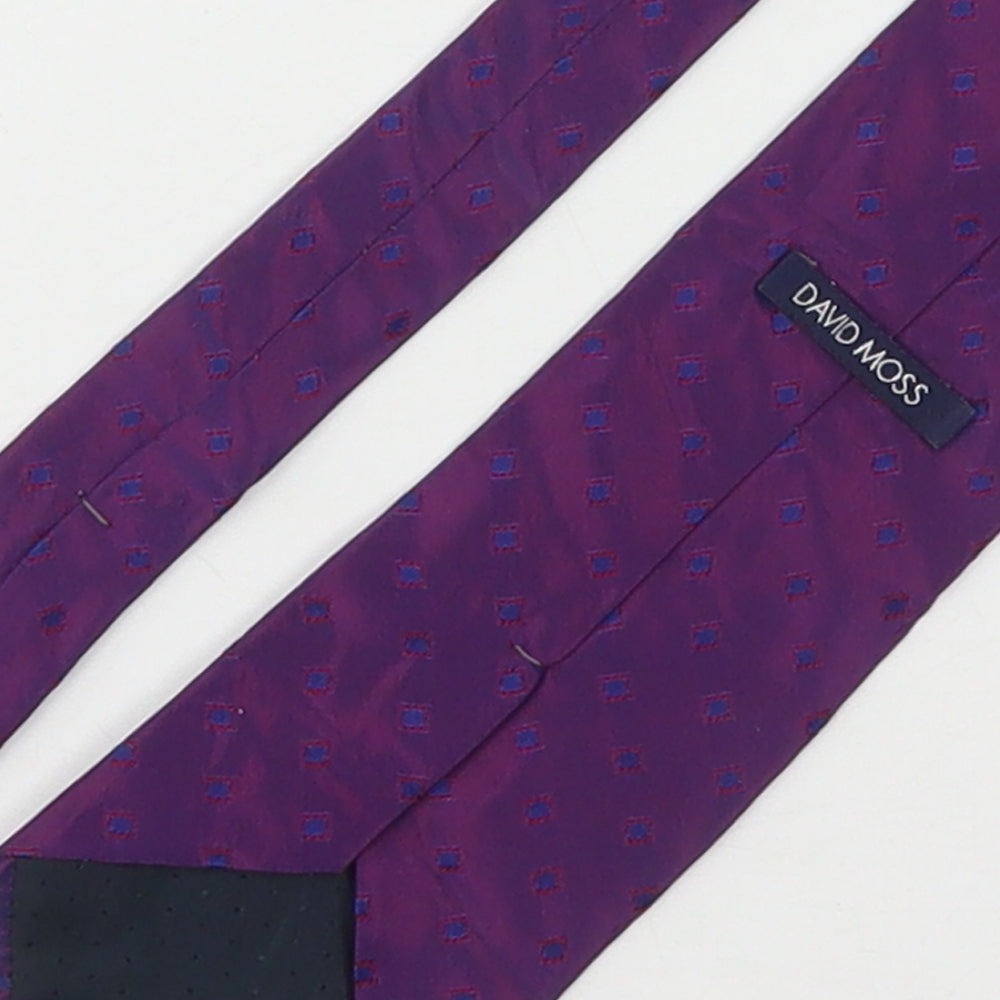 Davis Moss Mens Purple Geometric Silk Pointed Tie One Size