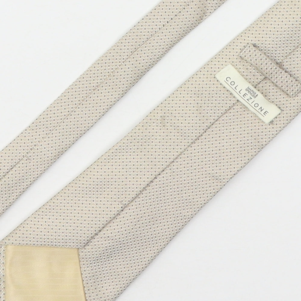 Marks & Spencer Mens Beige Geometric Silk Pointed Tie One Size