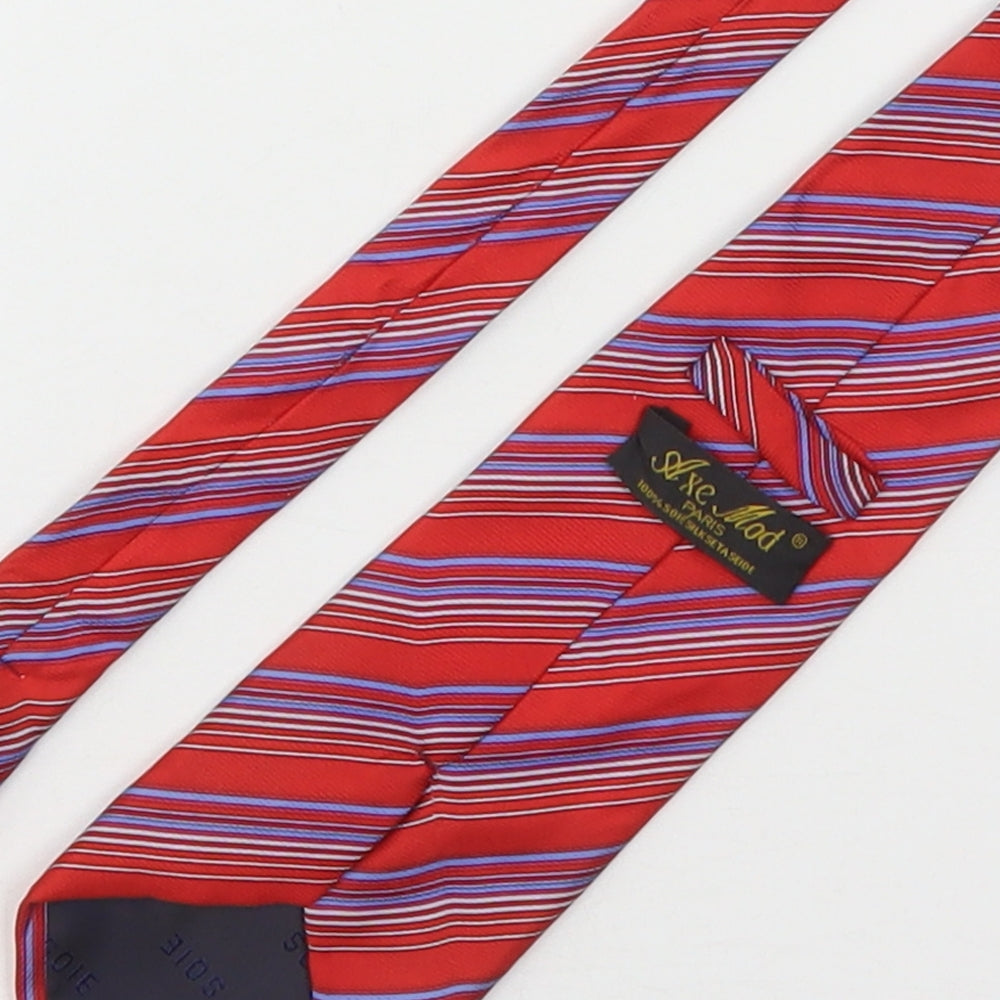 Axe Mod Mens Multicoloured Striped Silk Pointed Tie One Size