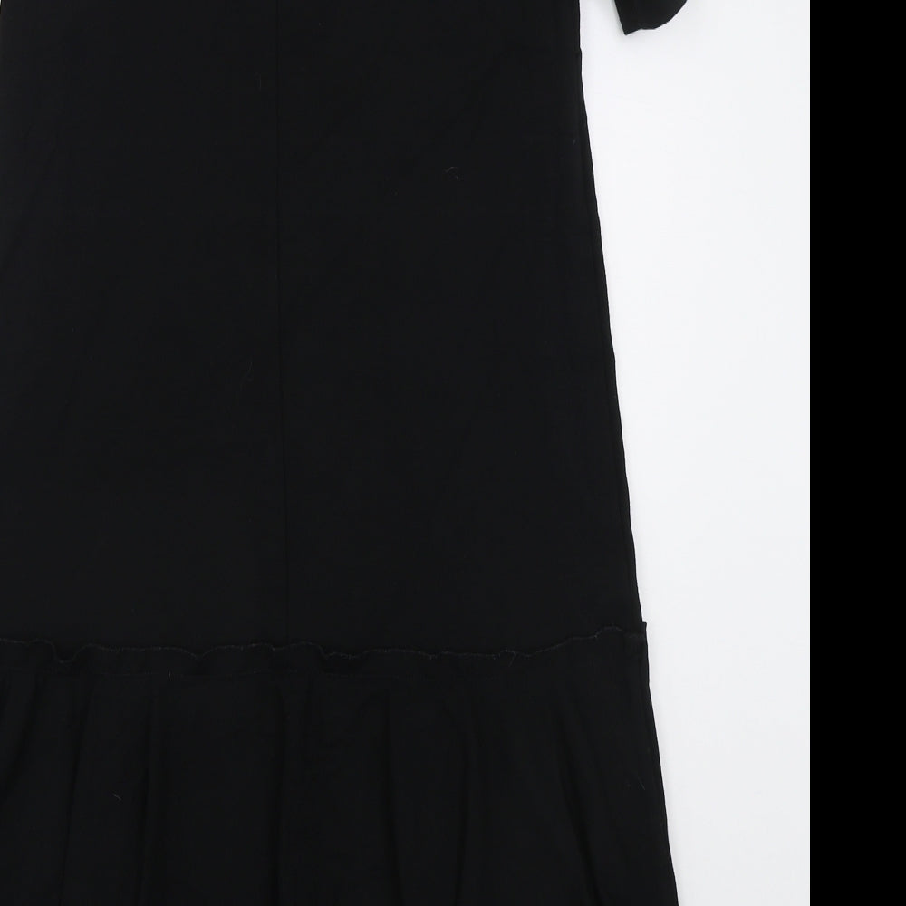 NEXT Womens Black Viscose A-Line Size 8 Round Neck Button