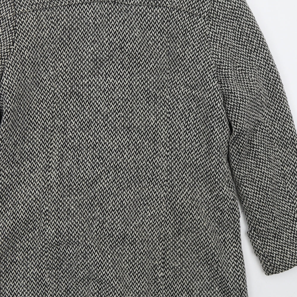 Lebek Womens Grey Herringbone Pea Coat Coat Size 14 Button