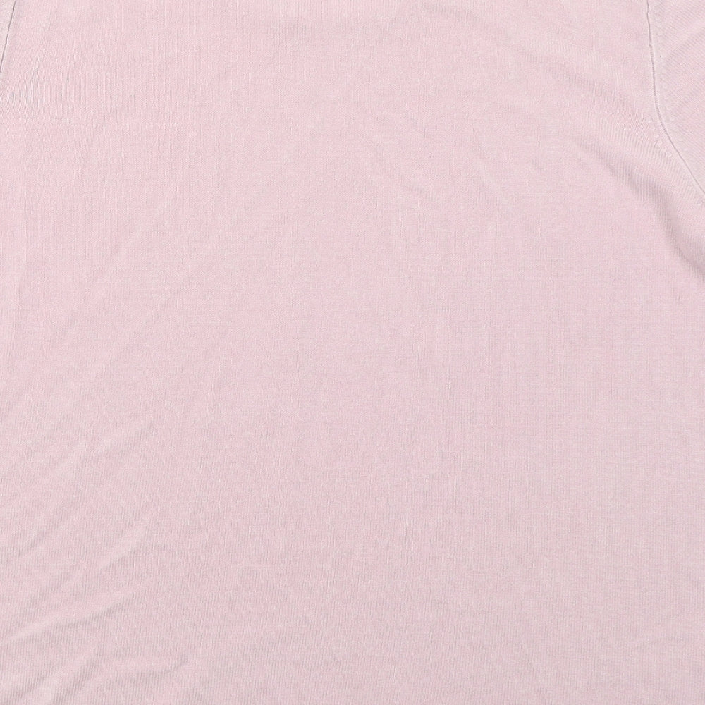 Soon Womens Pink Crew Neck Acrylic Pullover Jumper Size 16