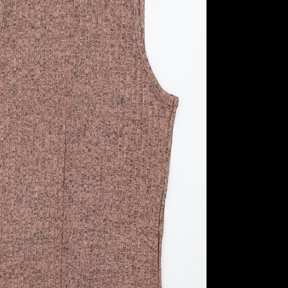 Boohoo Womens Pink Polyester Basic Tank Size 8 Roll Neck