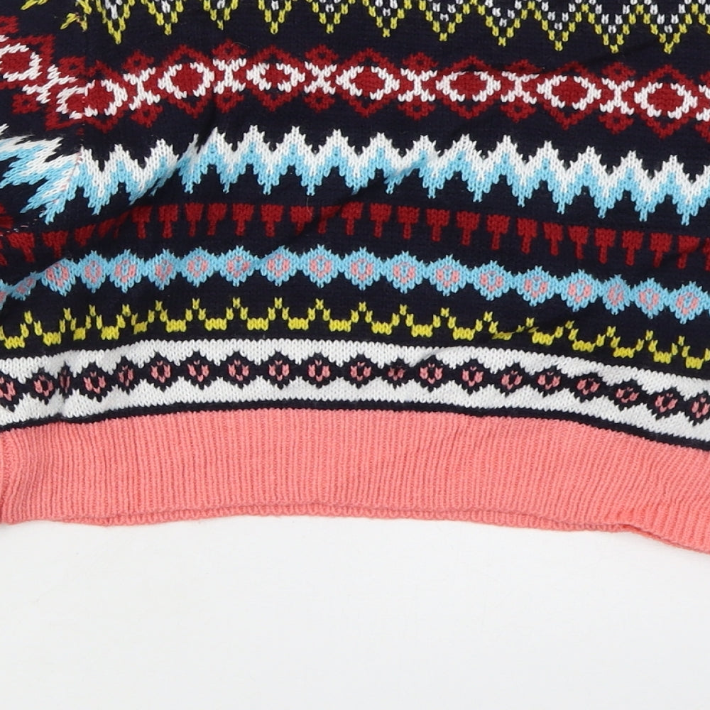Missguided Womens Pink Crew Neck Geometric Acrylic Pullover Jumper Size S - Blue