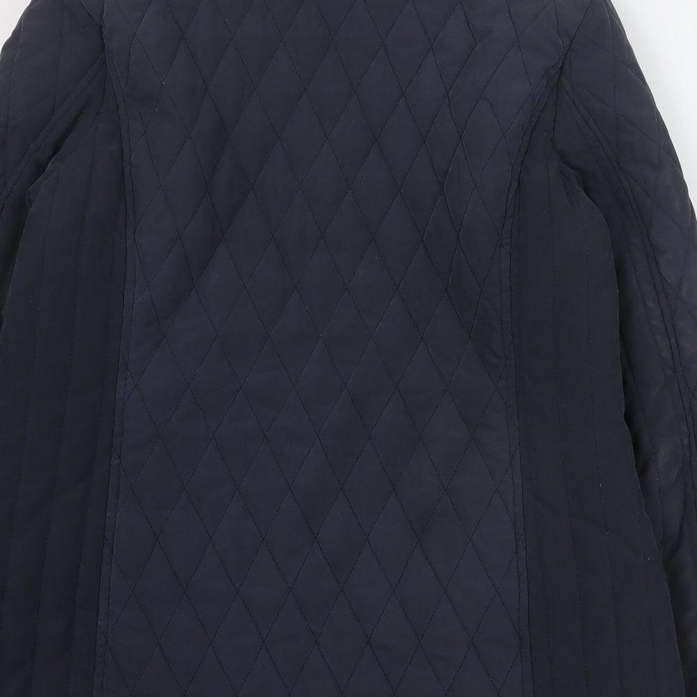BHS Womens Blue Quilted Coat Size 12 Zip