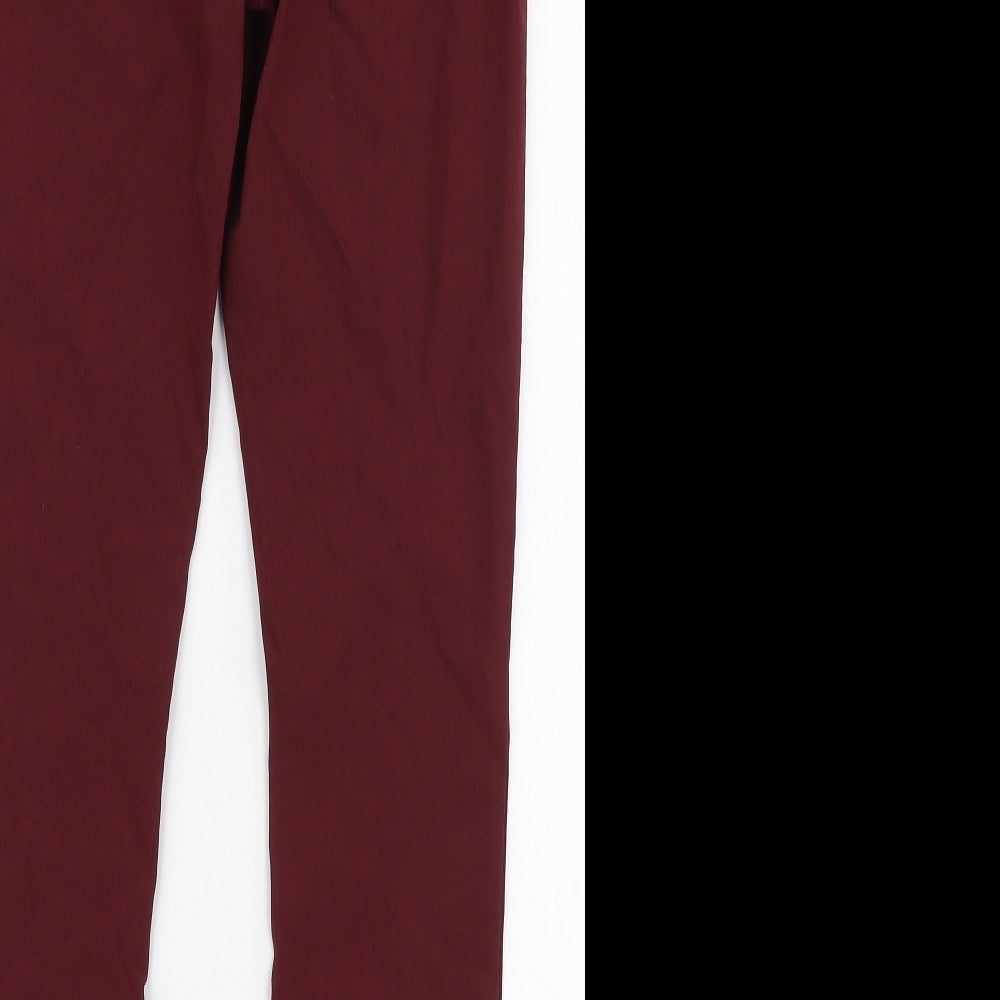 ASOS Womens Red Polyester Trousers Size 10 L26 in Slim Zip
