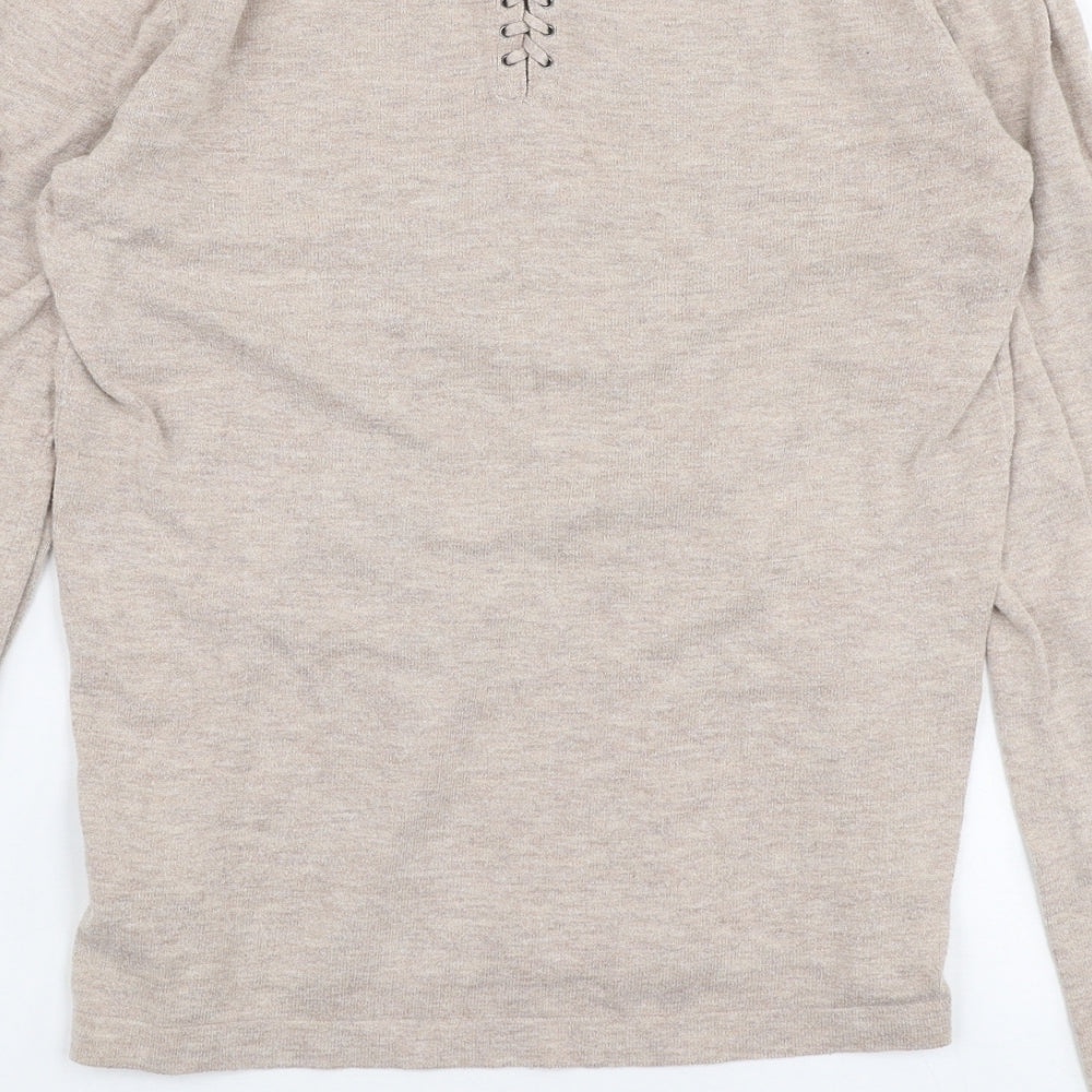 NEXT Womens Beige Round Neck Cotton Pullover Jumper Size 8