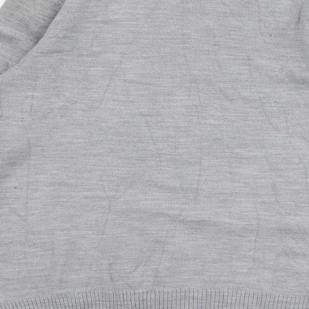 Ann Marie Womens Grey Round Neck Acrylic Pullover Jumper Size M