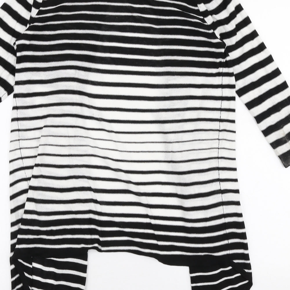 Marks & Spencer Womens Black V-Neck Striped Acetate Cardigan Jumper Size 10