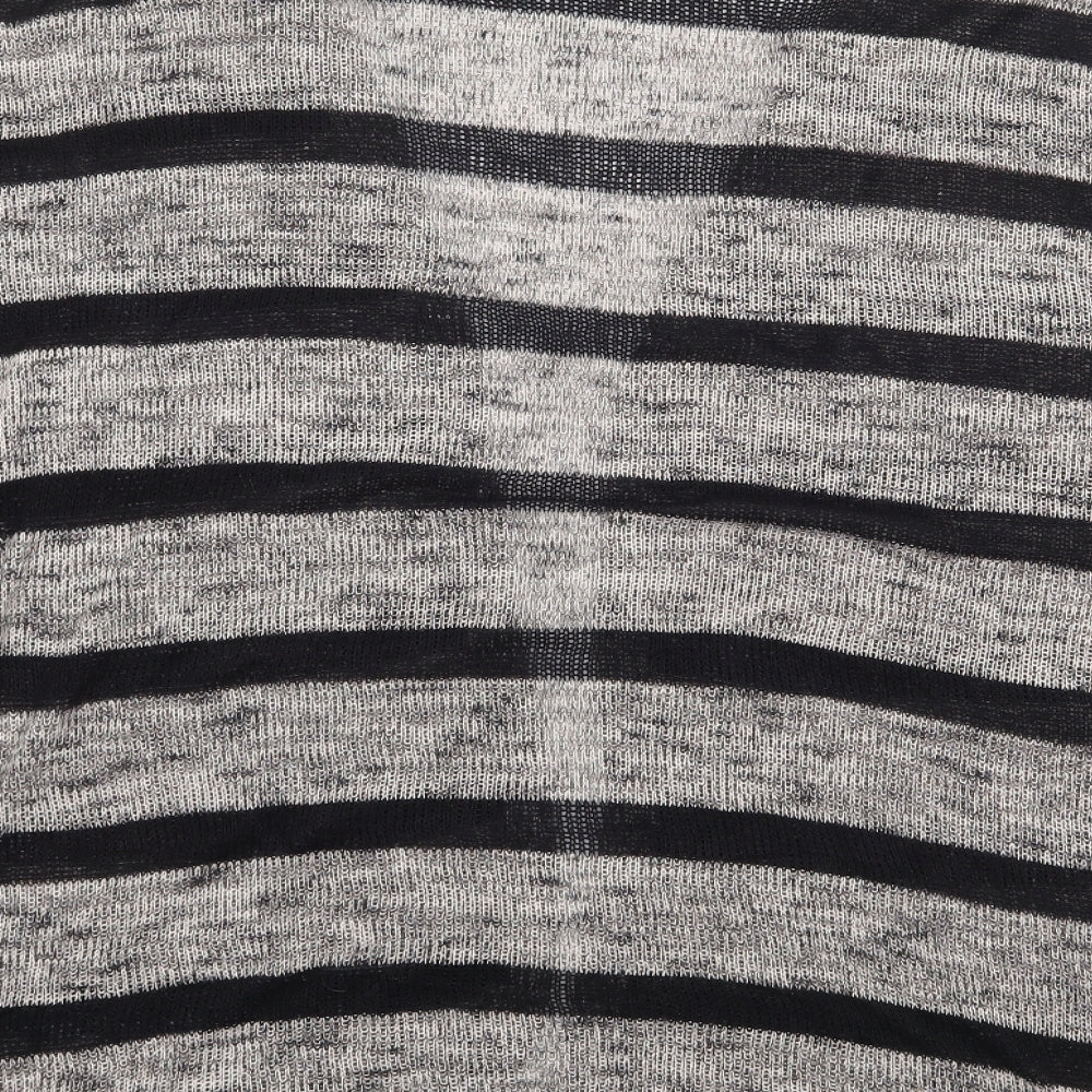 Atmosphere Womens Beige V-Neck Striped Polyester Cardigan Jumper Size S