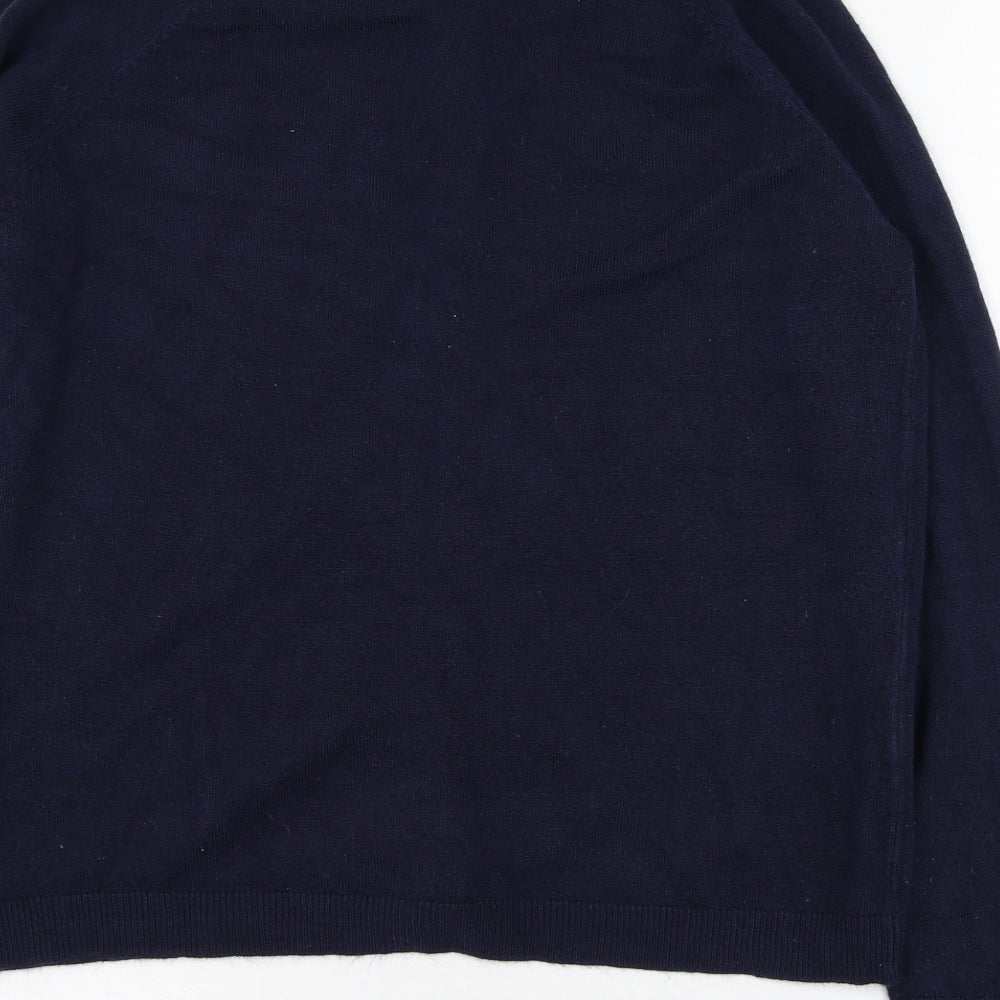 Mia Moda Womens Blue Round Neck Polyester Cardigan Jumper Size M