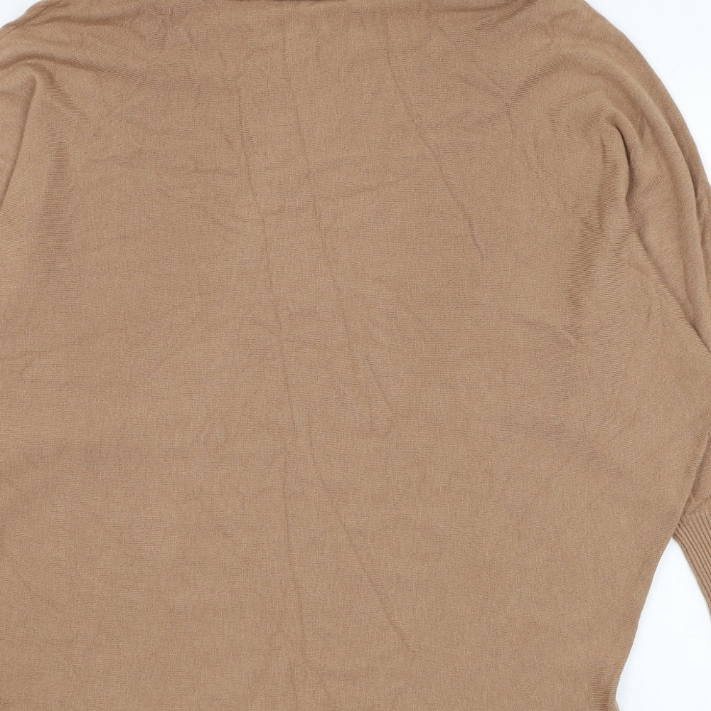 Preworn Womens Brown Roll Neck Polyamide Pullover Jumper Size S