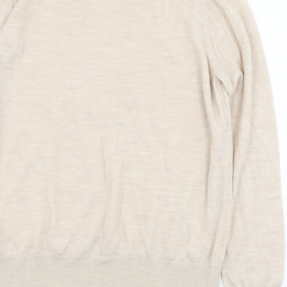 Marks & Spencer Womens Beige Round Neck Polyester Pullover Jumper Size 12