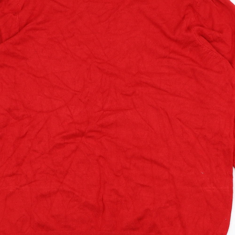 BHS Womens Red Round Neck Viscose Pullover Jumper Size 14