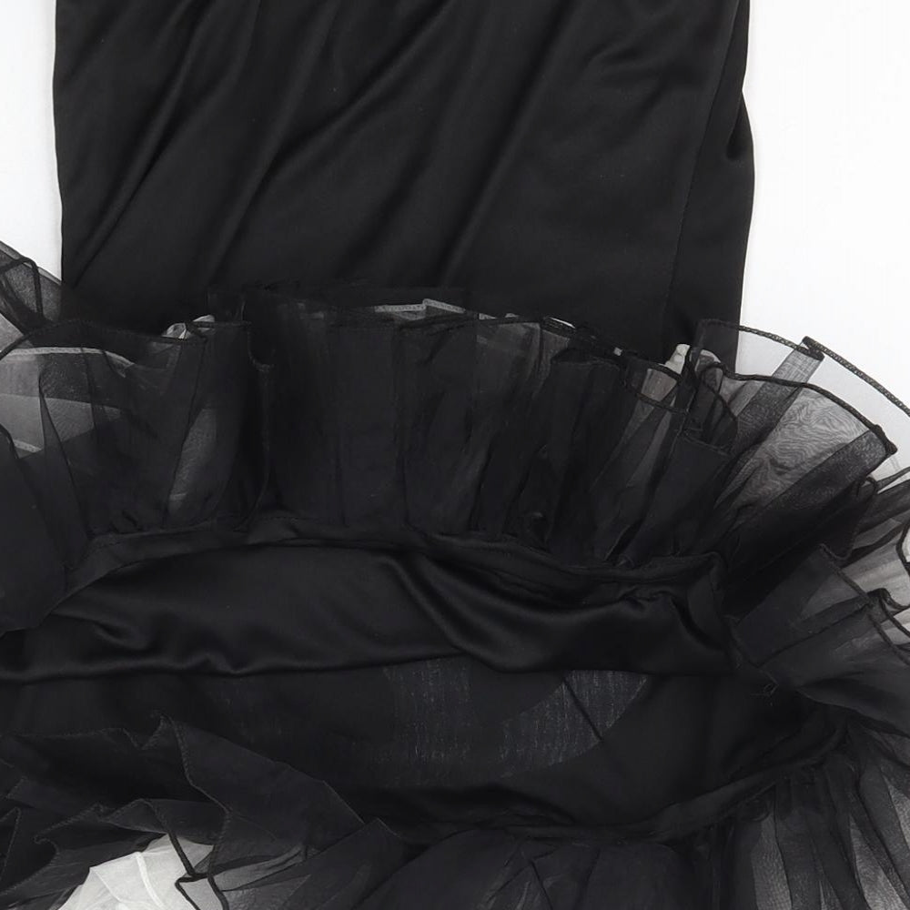 Smiffys Girls Black Polyester Pencil Dress Size M Off the Shoulder Pullover - Halloween Skeleton tutu