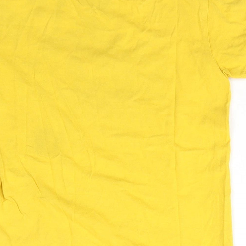 United Colors of Benetton Girls Yellow Cotton Basic T-Shirt Size 2 Years Crew Neck Pullover